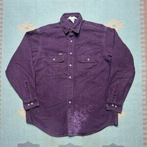 Vintage 80s 90s long sleeve flannel shirt carhartt chamois cotton maroon large